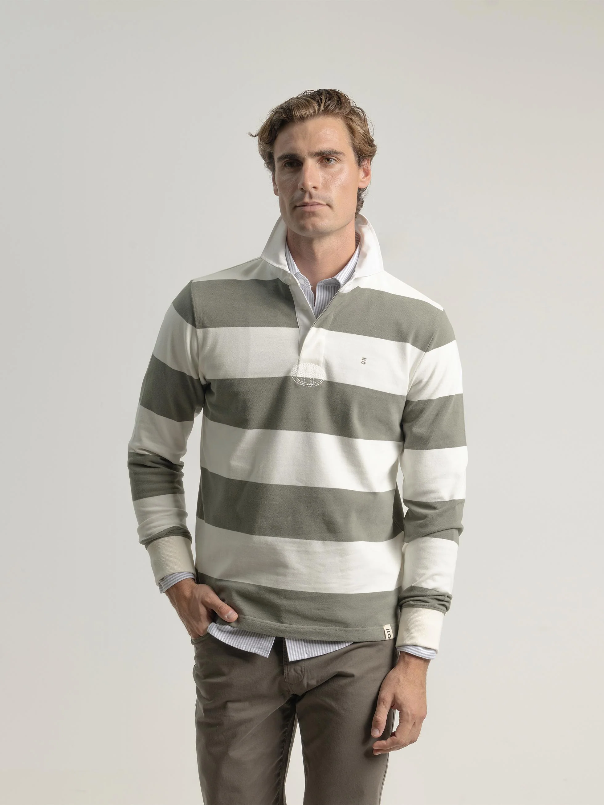 POLO RUGBY FRANJAS CONTRASTE VERDE CEDRO - Image 3