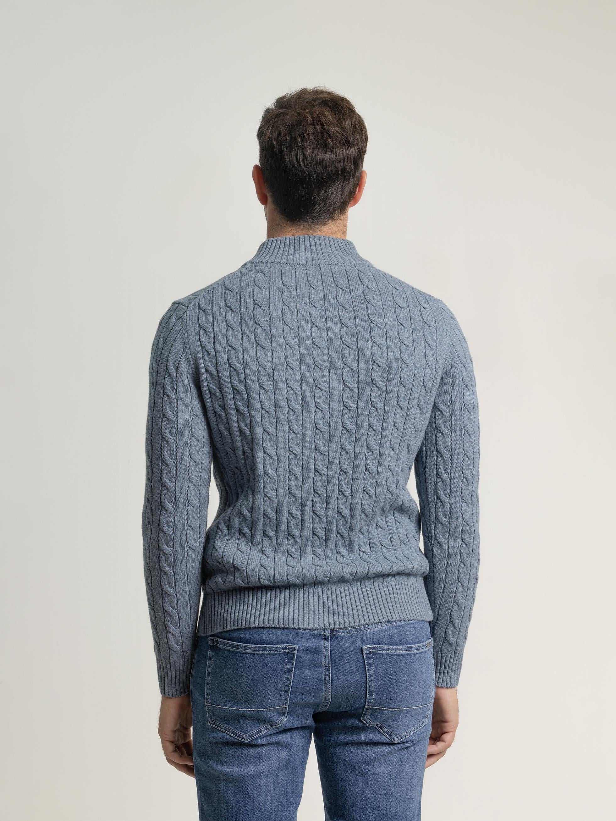 JERSEY CABLE KNIT CUELLO MOCK AZULÓN - Image 4