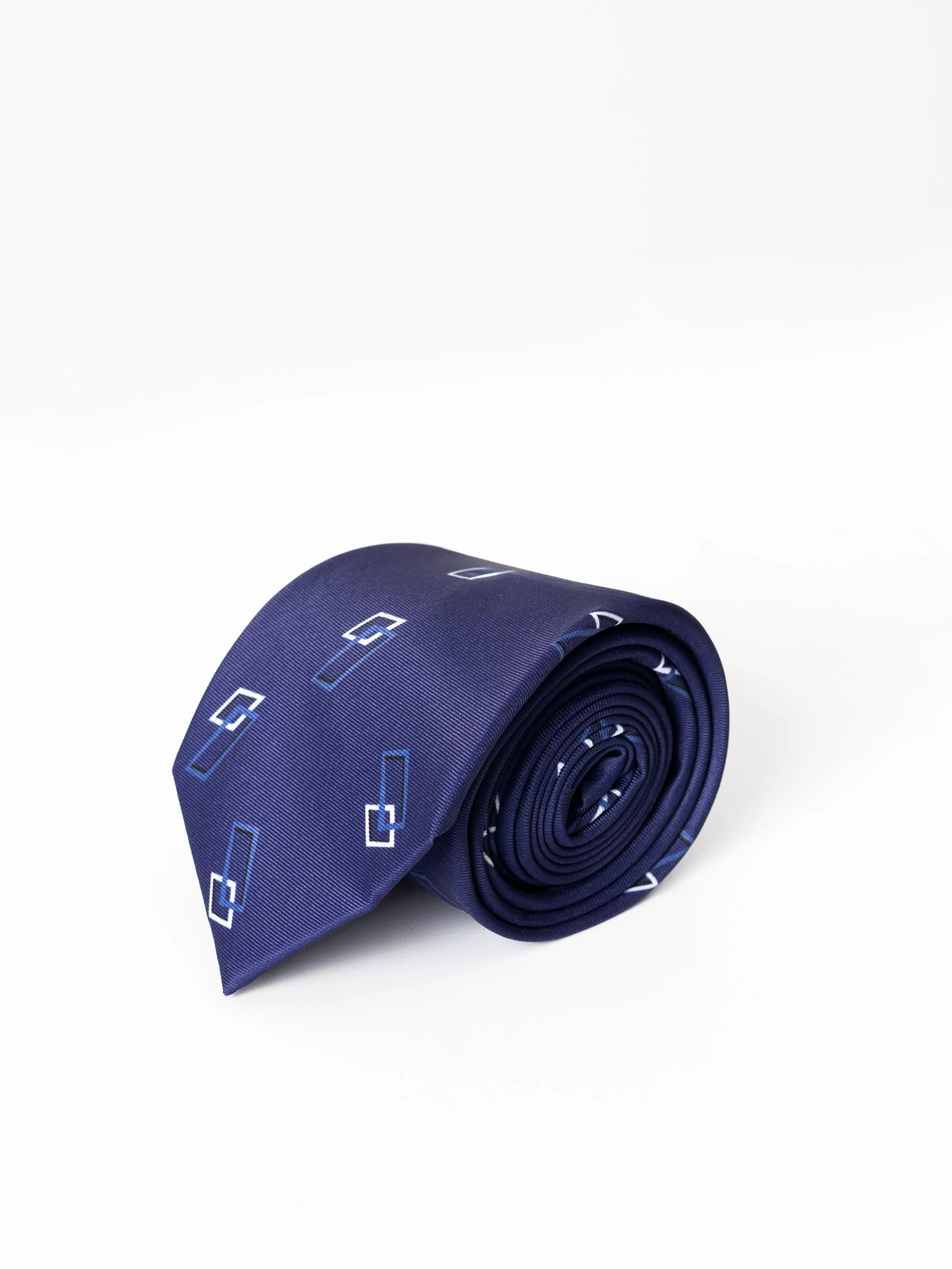 CORBATA ESTAMPADO GEOMÉTRICO ROMBOS AZUL TINTA